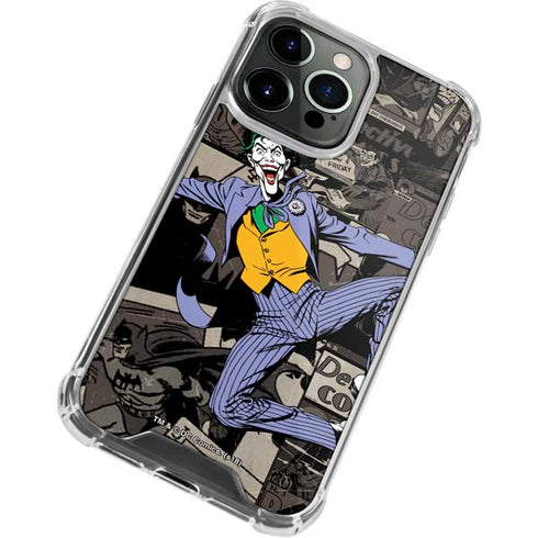 DC Comics The Joker Vintage Action pose pattern iPhone 14 Pro Clear Case